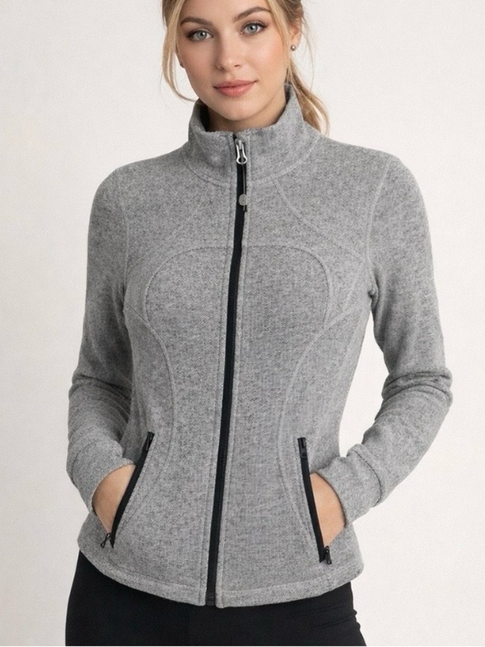 Lululemon Ghost Herringbone Forme Jacket Gray Size 10 Pockets Women's
